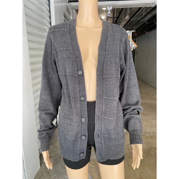 Oscar de la Renta Gray Cotton Blend Knit Cardigan Sweater Womens Size S - Picture 1 of 9